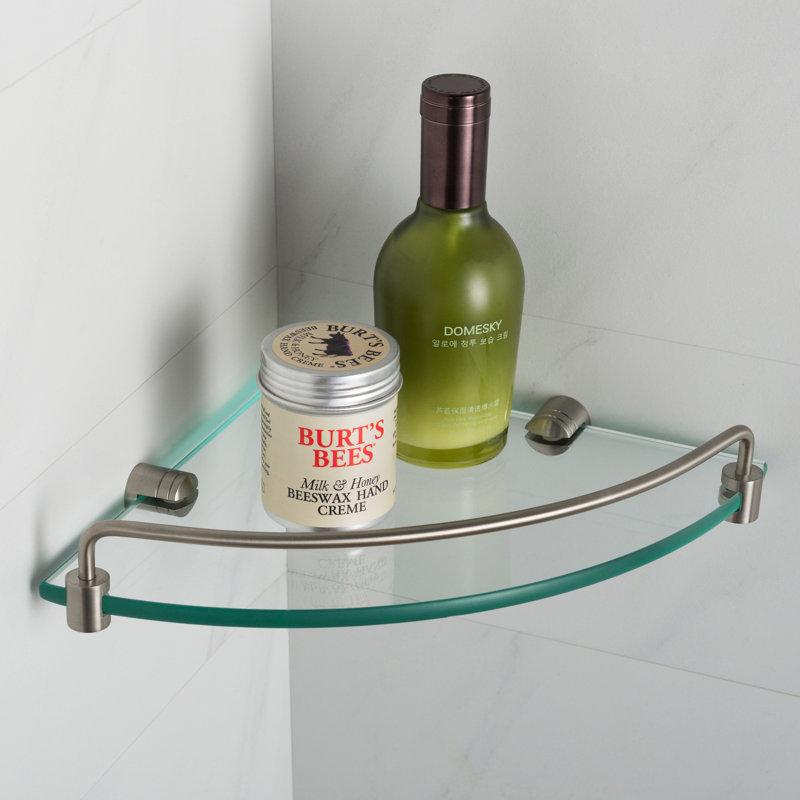 Elie Triangle Metal Corner Shelf, Brushed Nickel