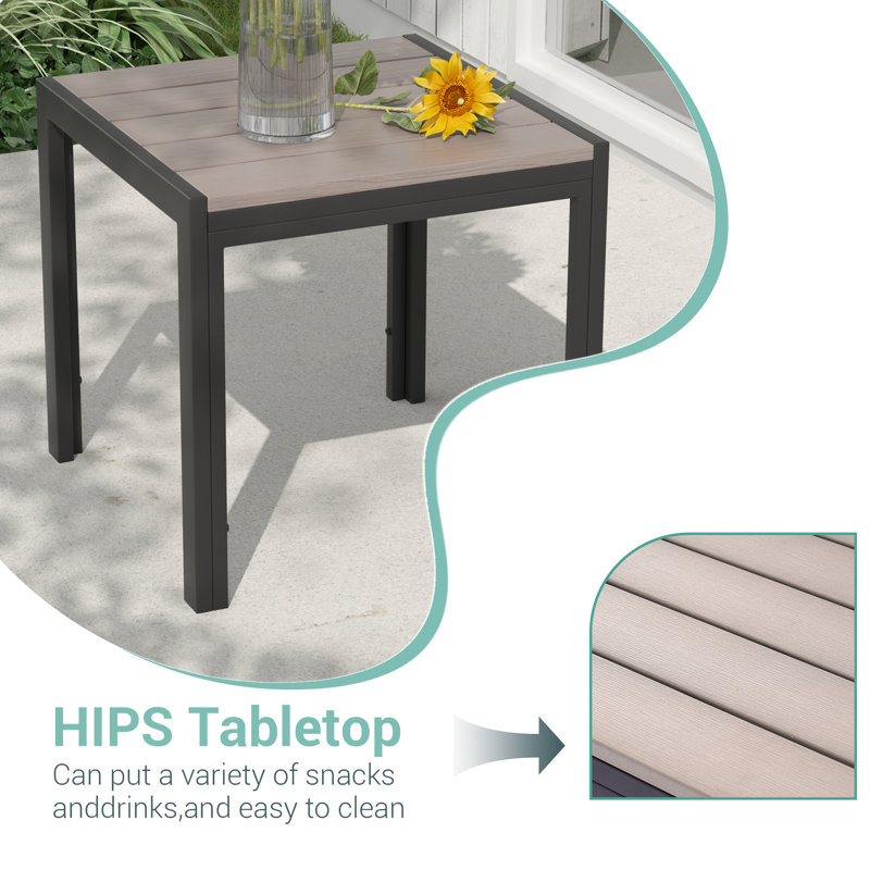 Ensemble de canapé de patio en osier 6 pièces avec repose-pieds et table carrée, Gris