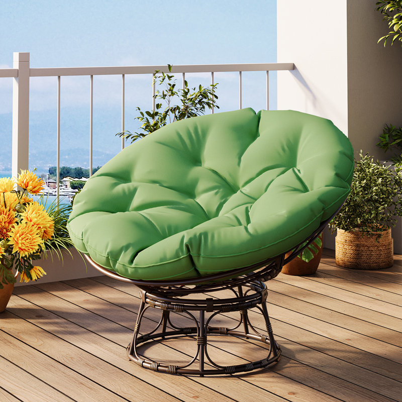 Papasan Patio Chair with Cushions, Green, 49"W x 36"H x 12"D