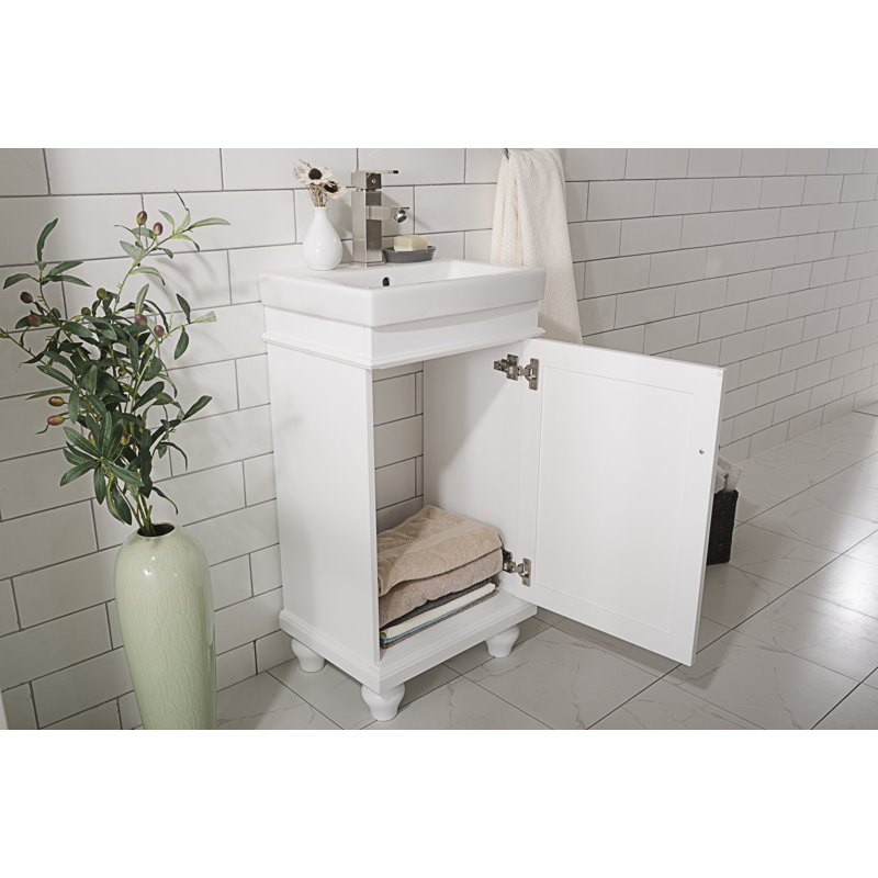 Gros 17.5'' Single Bathroom Vanity with Ceramic Top, White