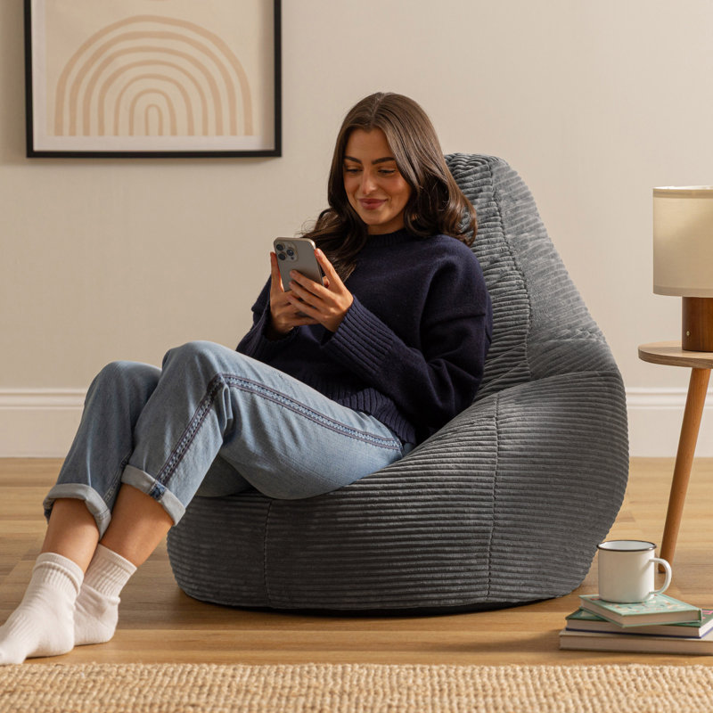 Dalton Corduroy Recliner Bean Bag, Charcoal Grey