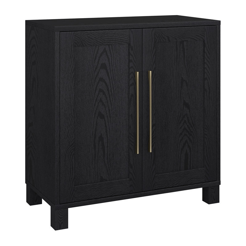 2-Door Accent Cabinet with Adjustable Shelf, Black Grain