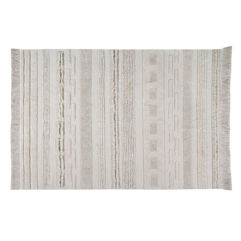 Early Hours 4' x 6' Flat Woven Natural Stripe Wool-Cotton Blend Rug