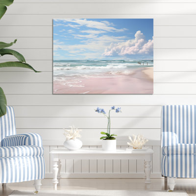 Décoration murale en métal rose, paysage de plage III - paysages