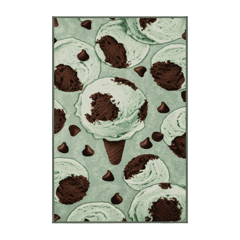  Tapis lavable crème glacée chocolat et menthe, Rectangulaire 2 pi x 3 pi