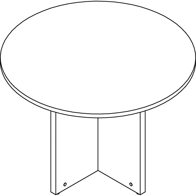 Espresso Round Laminate Conference Table with X-Shaped Base