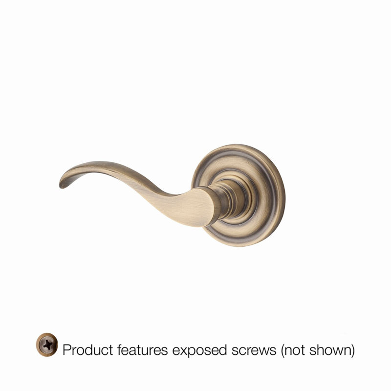 Curve Single Dummy Door Lever with Traditional Round Rose, Polished Brass, Right