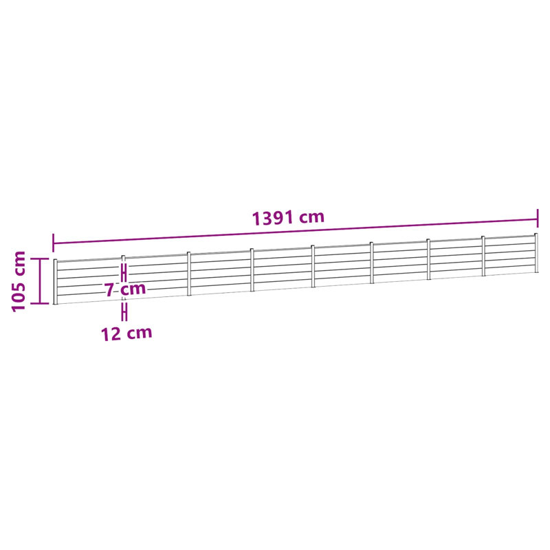 Fencing Kits Fencing with 8 Panel(s) Included, 105cm H x 1391cm W, Black