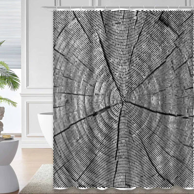 Natural Tree Wood Ring Forest Art Shower Curtain with 12 Hooks