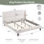 Lit plateforme tapissier très grand Cocoon avec tête de lit à oreilles - tissu beige, pieds en bois massif et conception silencieuse, capacité de 500 lb