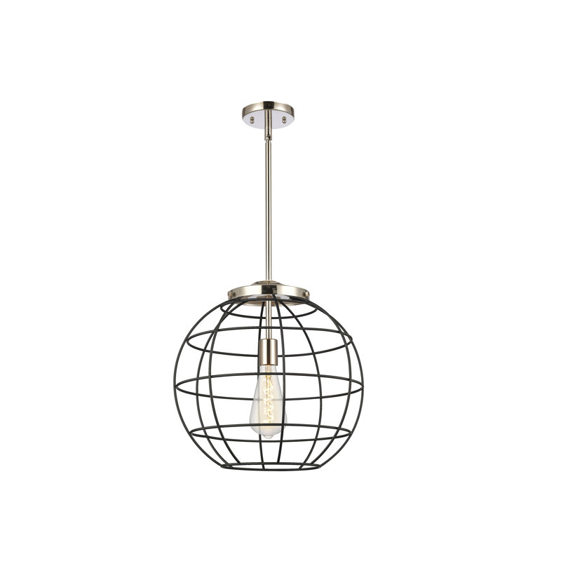 Luminaire suspendu à tige 1 lumière Lake Placid 16 po, H 48,75 po x l 16 po x P 16 po, Nickel poli
