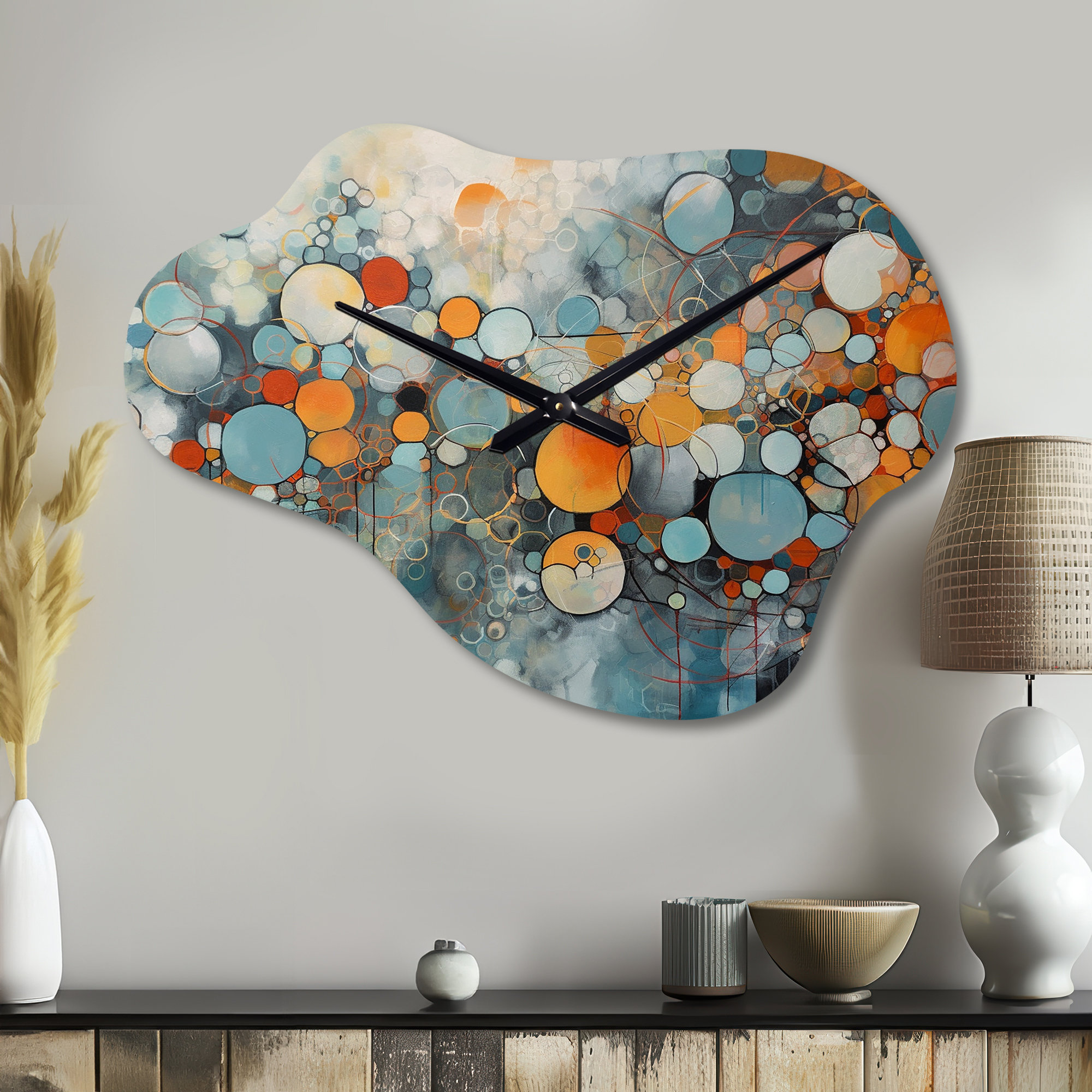 Design Art Orange And Blue Geometric Illusions - Geometric Cloud Metal ...