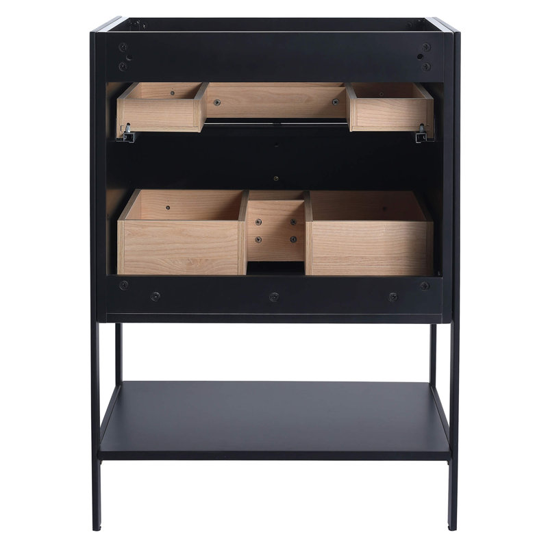 Mirutil Single Bathroom Vanity with Top, Black Matte, Black