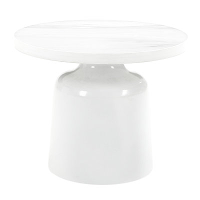 Table basse en marbre d'ingénierie avec une extrémité lisse d'aspect blanc brillant