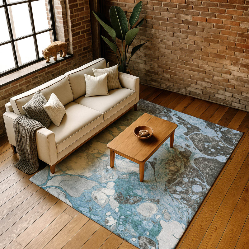 Premium Machine Washable Brashear AMF1909 Abstract Rug, Rectangle 10' x 14'