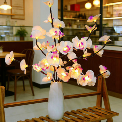 Lampe de table orchidée papillon illuminée avec branches et veilleuse décorative pour le salon de la chambre à coucher