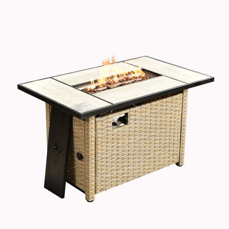 Poêle à gaz d'extérieur en rotin, Beige