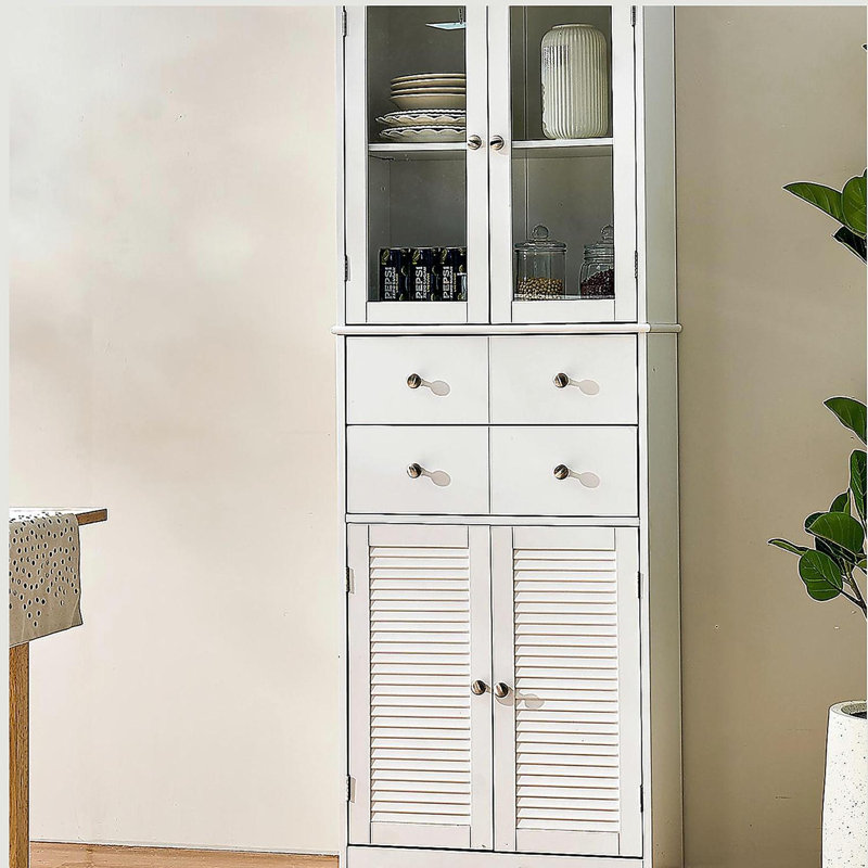Armoire de cuisine de 67 po de hauteur avec portes et tablettes, armoire de rangement avec tiroirs
