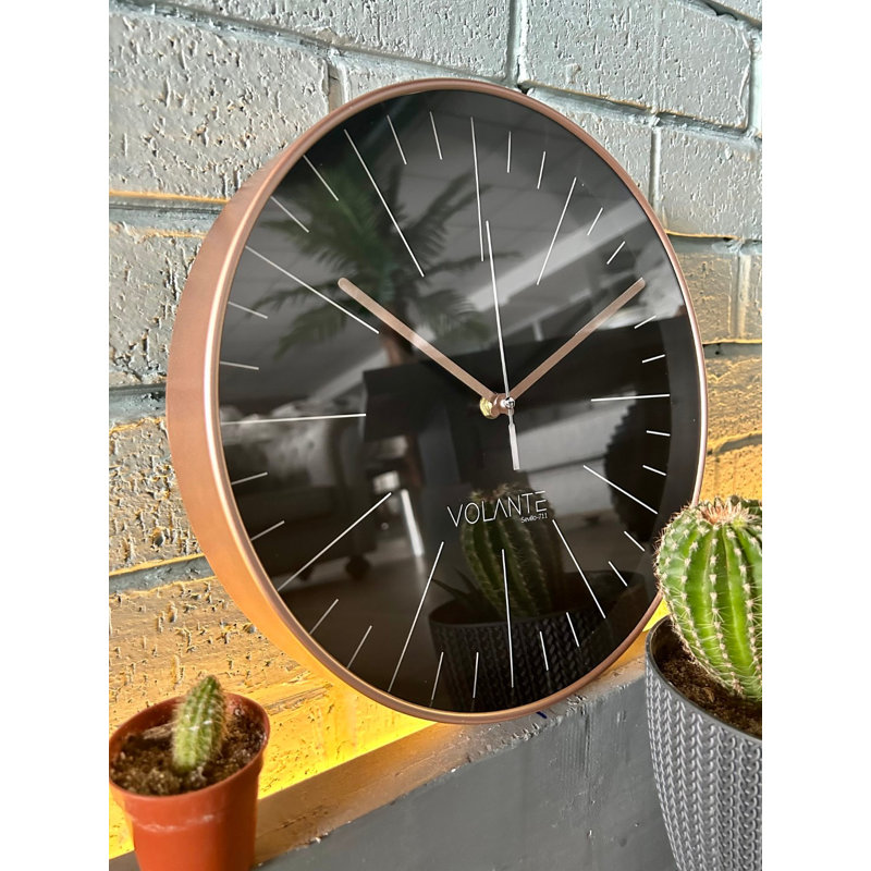 Bronze Decorative Wall Clock, 11.8 Inches Diameter | 100% Plastic Body, Real Glass Cover, Thickness: 1.8 Inches | Elegant Design for Home & Office Décor, Perfect for Living Room or Kitchen Wall Display