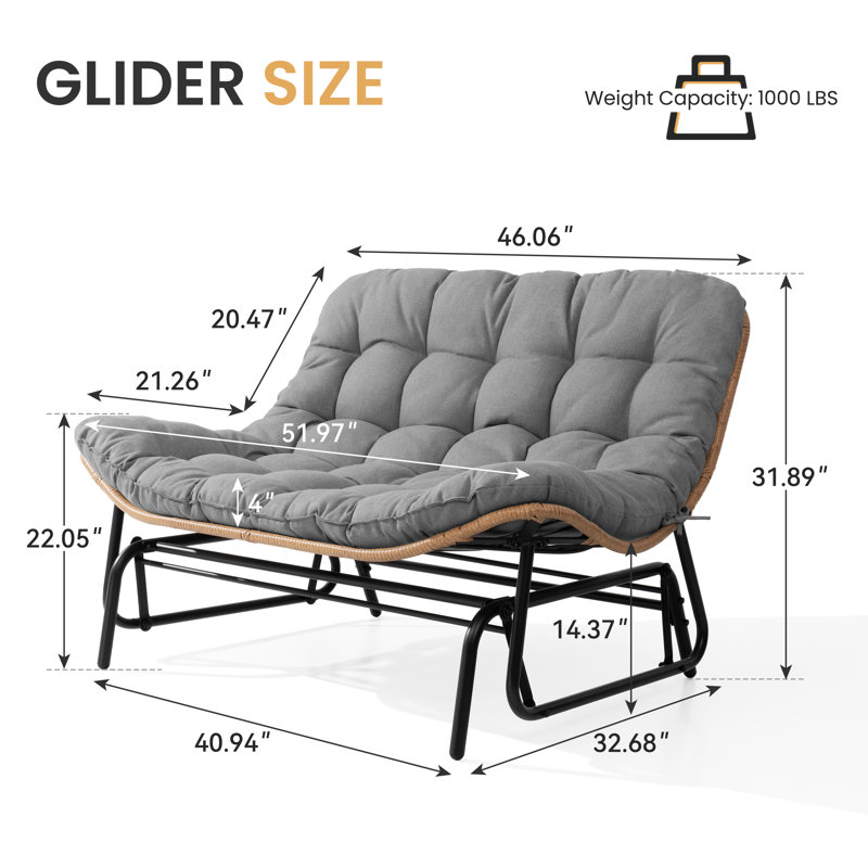 51.97'' Wide Patio Loveseat, Gray