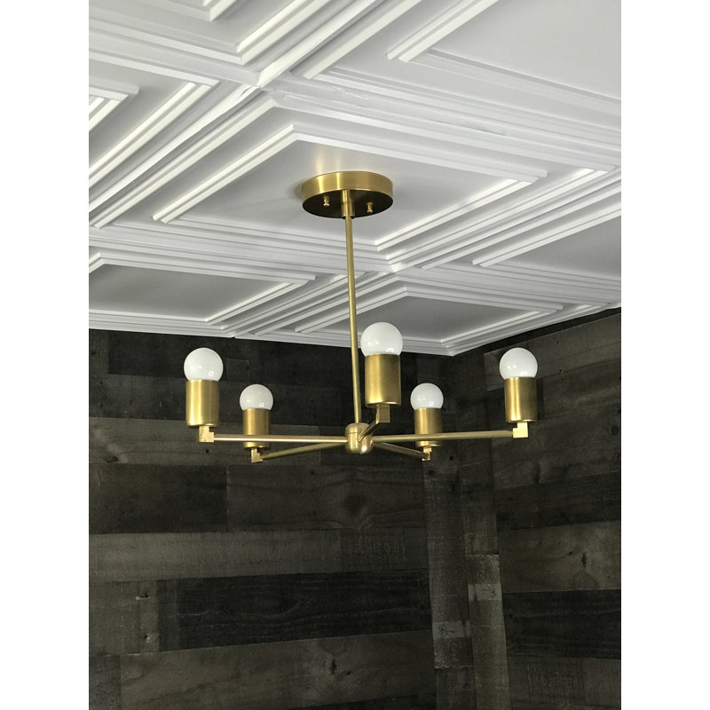 Lustre sphérique spoutnik 5 lumières Nev, Laiton brut