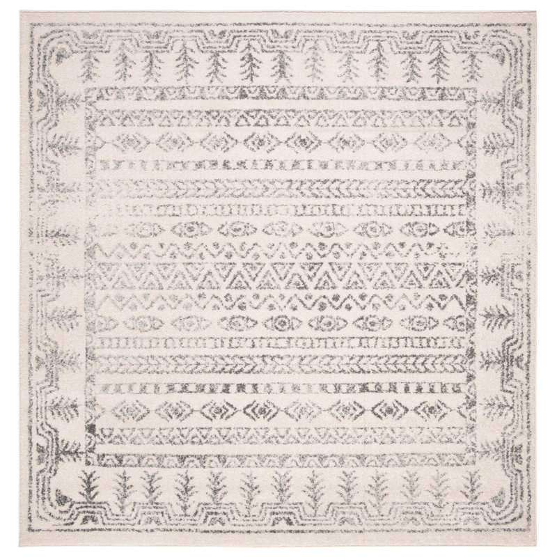 Tapis ivoire / gris Blackhill Southwestern, Carré 6 pi 7 po