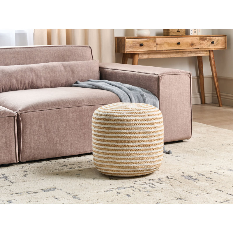 Spaska 40cm Wide Round Striped Pouffe Ottoman
