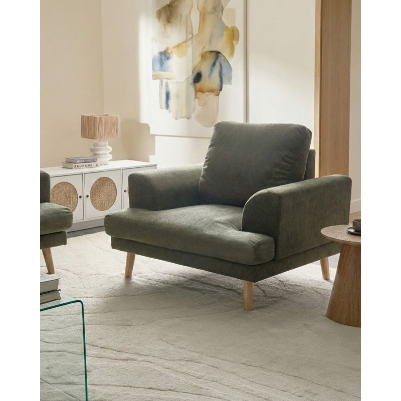 Taris Upholstered Fabric Armchair, Green
