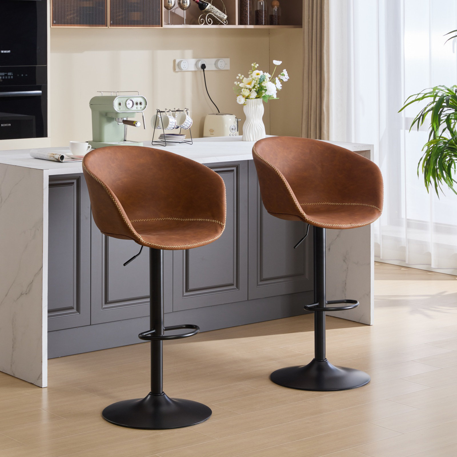 Wrought Studio Hanai Swivel Upholstered Adjustable Height Counter Stool Wrought Studio Hanai Swivel Upholstered Adjustable Height Counter Stool
