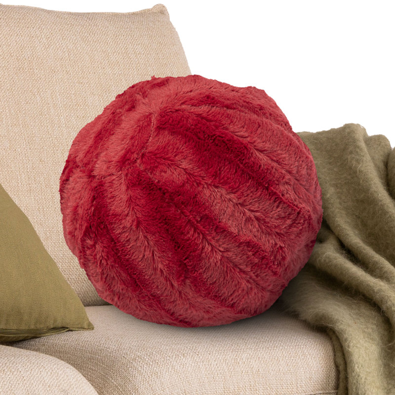 Faux Fur Reversible Throw Pillow, Maroon