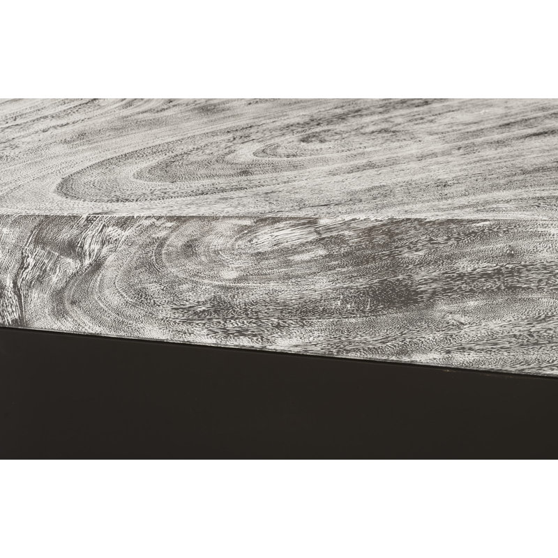 Transitional Geometry Solid Wood Coffee Table in Black/Gray