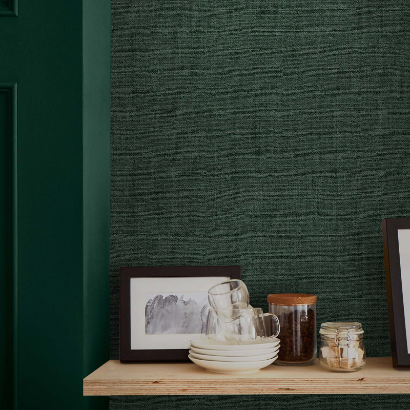 Haptic Straw Wallpaper, Dark Green