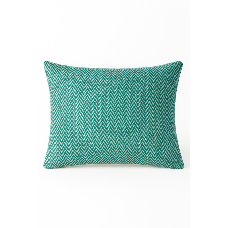 Marisol Herringbone Bay Indoor Outdoor Pillow 20x20, Teal, Rectangle 14"H x 20"W, Polyester