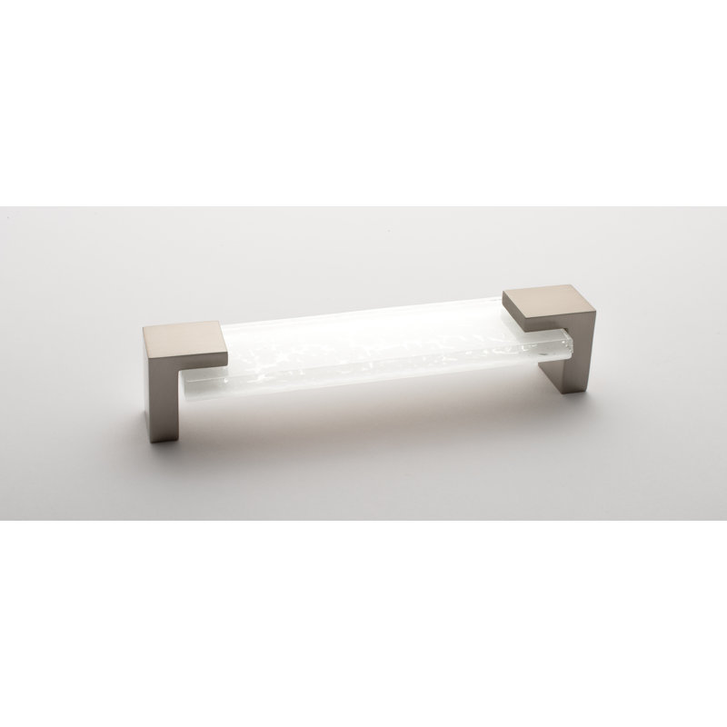 Affinity 5.625" Center to Center Bar Pull, Satin Nickel/White