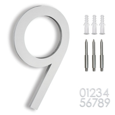 8'' H Anti-Rust Solid Aluminum House Number, Floating or Flush Mount