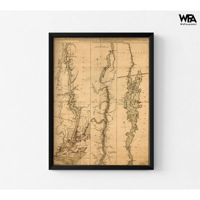 Carte topographique de la rivière Hudson, affiche de 1776, impression de la rivière Hudson, décor de maison nautique, rivière, art mural, carte murale ancienne, 12 x 16 po