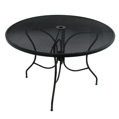 Redmond Round Metal Outdoor Dining Table With Umbrella Hole , 44'' in. W 44'' in. D