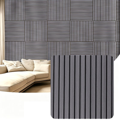 Acoustic Wall Panels, 3 Pack 60x60cm Self Adhesive Wall Panel Decorative, Sound Absorbing Wooden Slatted 3D, for Decorative Wall Panels, Living Room, Bedroom, Office