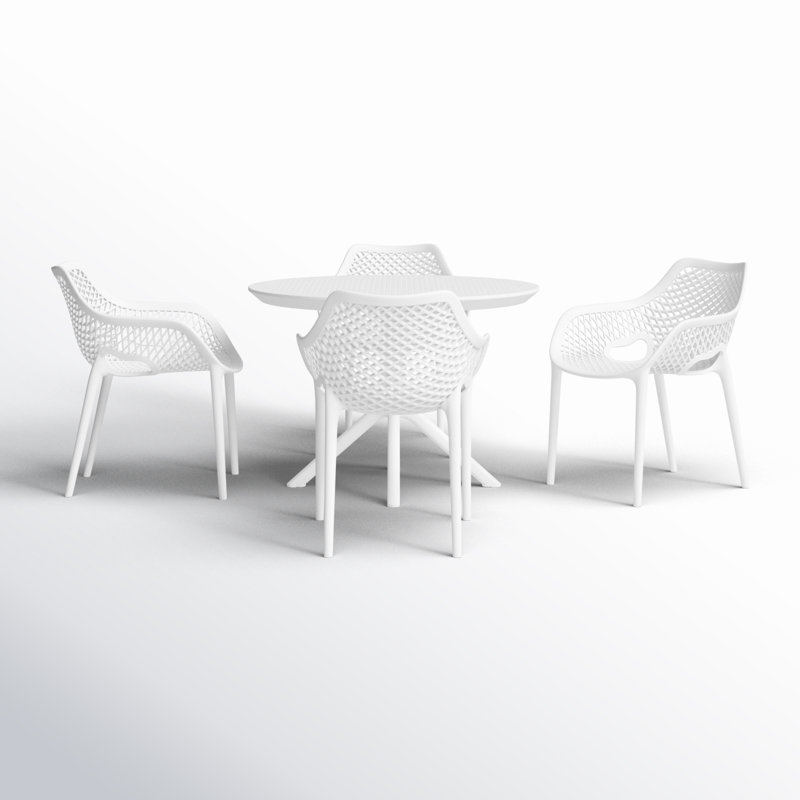 Farrah 5 Person Armchair Dining Set, White