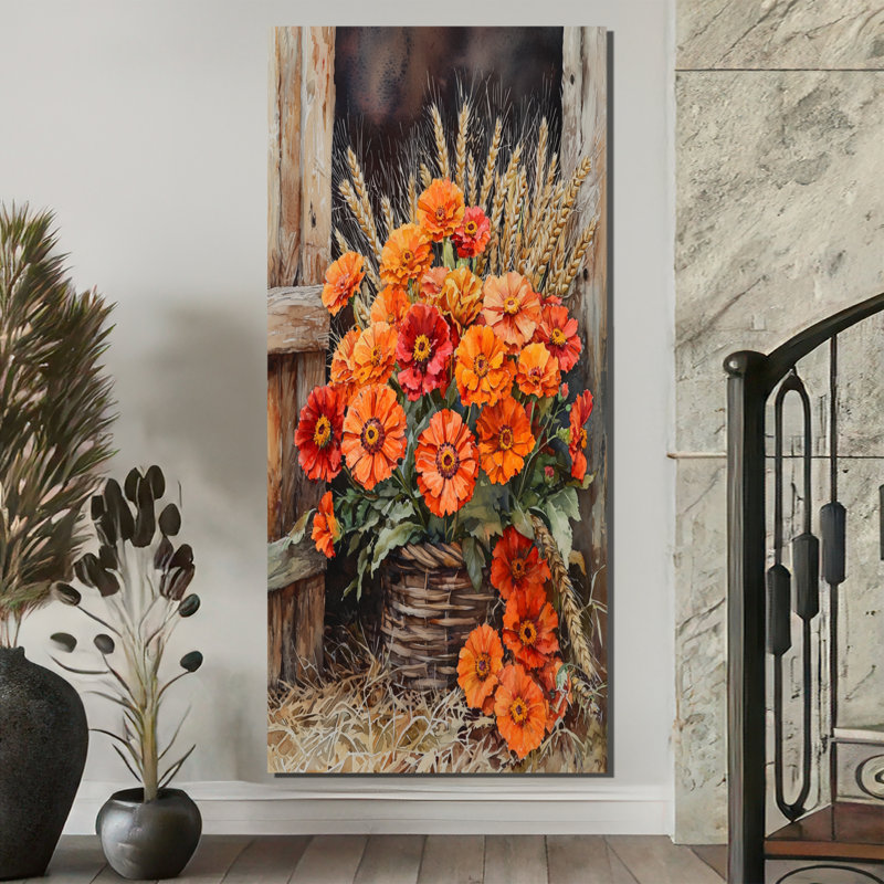 Daugherty Barnyard Harvest Bouquet Of Marigold II - impressions sur toile souci, H 60 po x l 28 po, Toile tendue