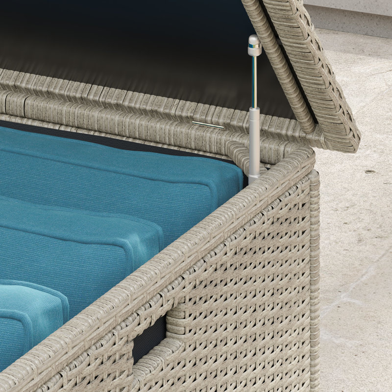 202 Gallons Wicker / Rattan Outdoor Storage Bin, Light Gray