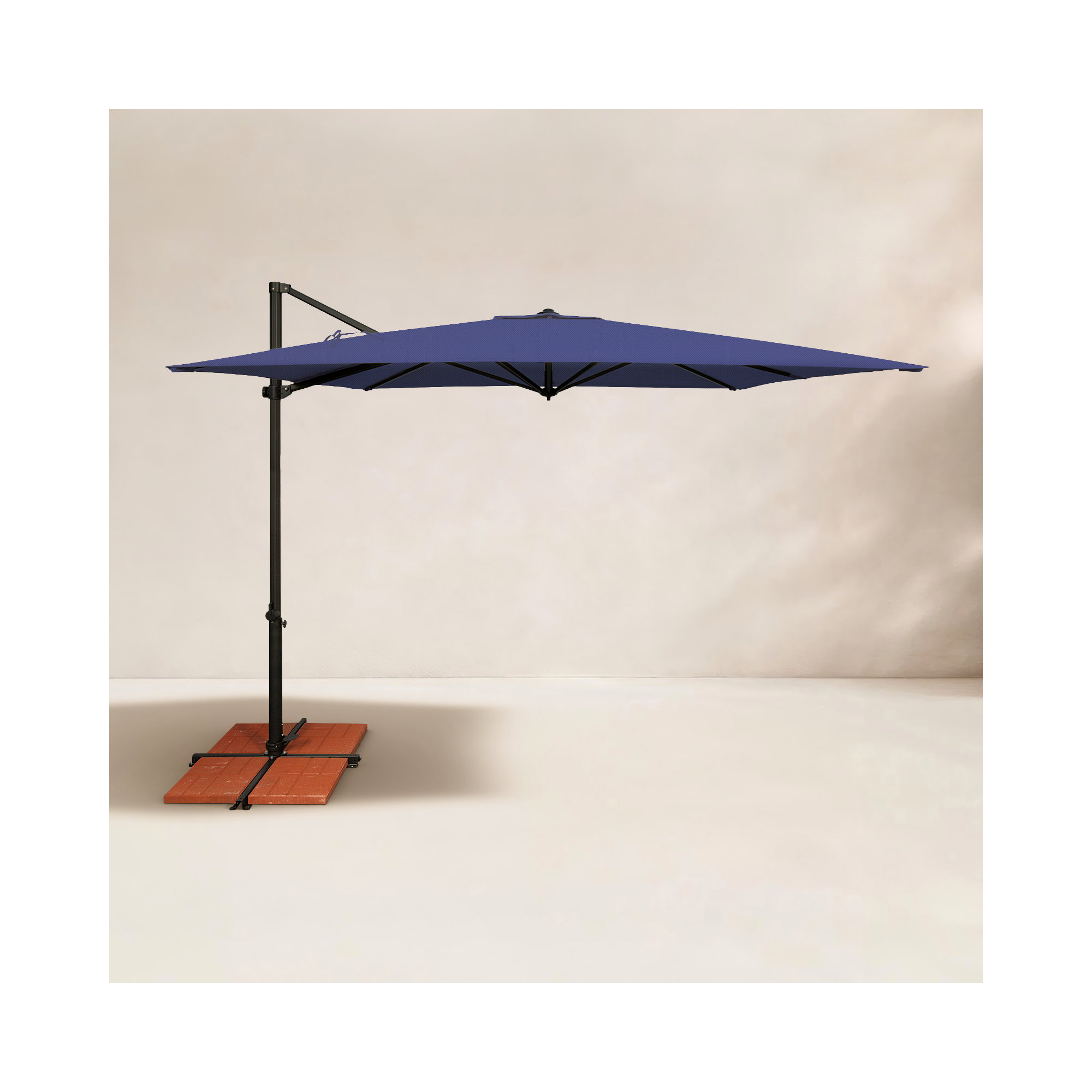 Cora 103.2" Square Cantilever Umbrella, Blue Sky, Black