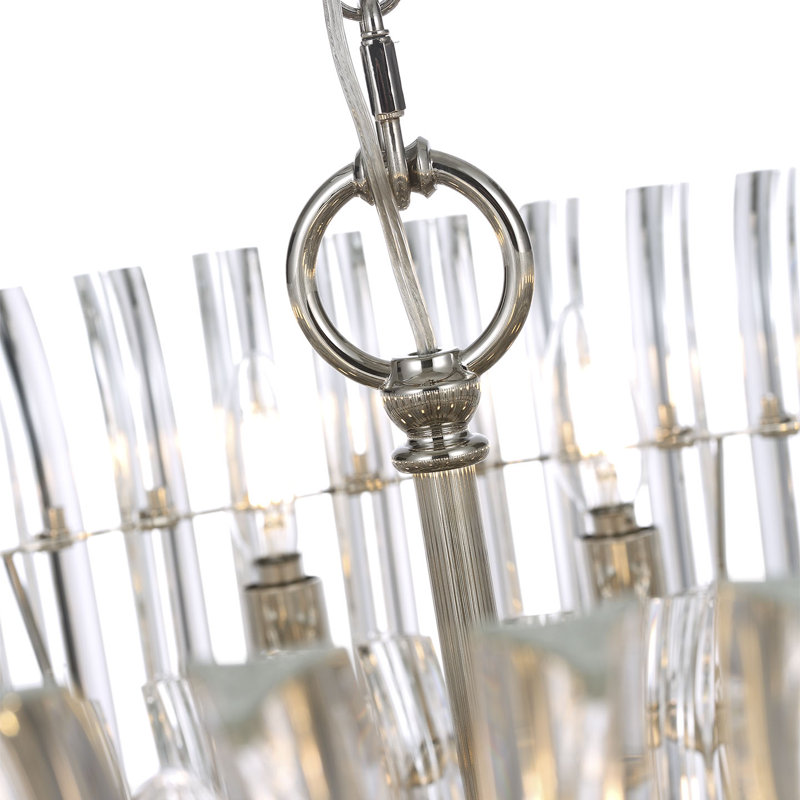 AERIN Rhine 34" Three Tier Chandelier with Crystal, Polished Nickel