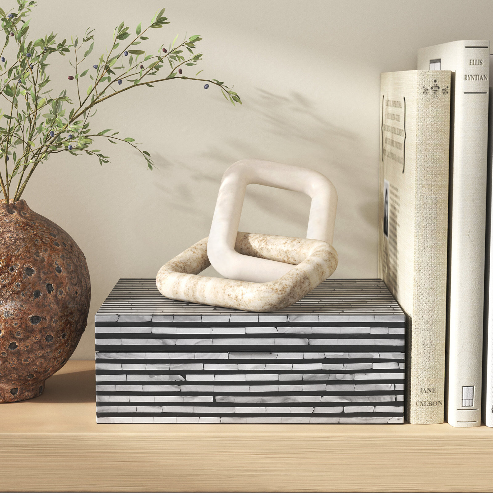 Romo 2-Link Genuine Marble Sculpture, White