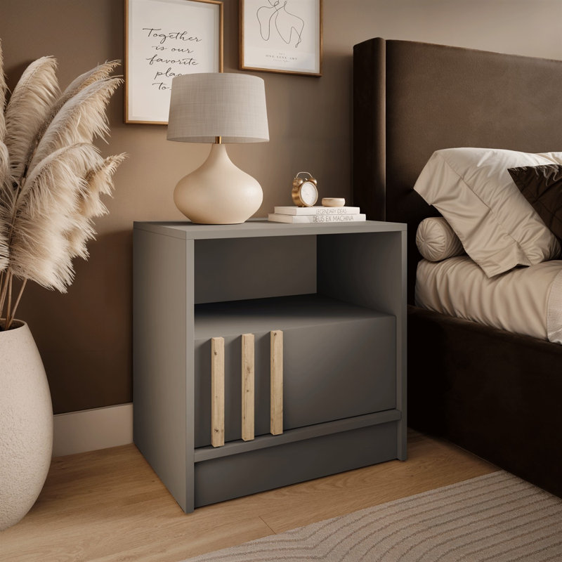 51cm W Bedside Table, Grey/Artisan Oak