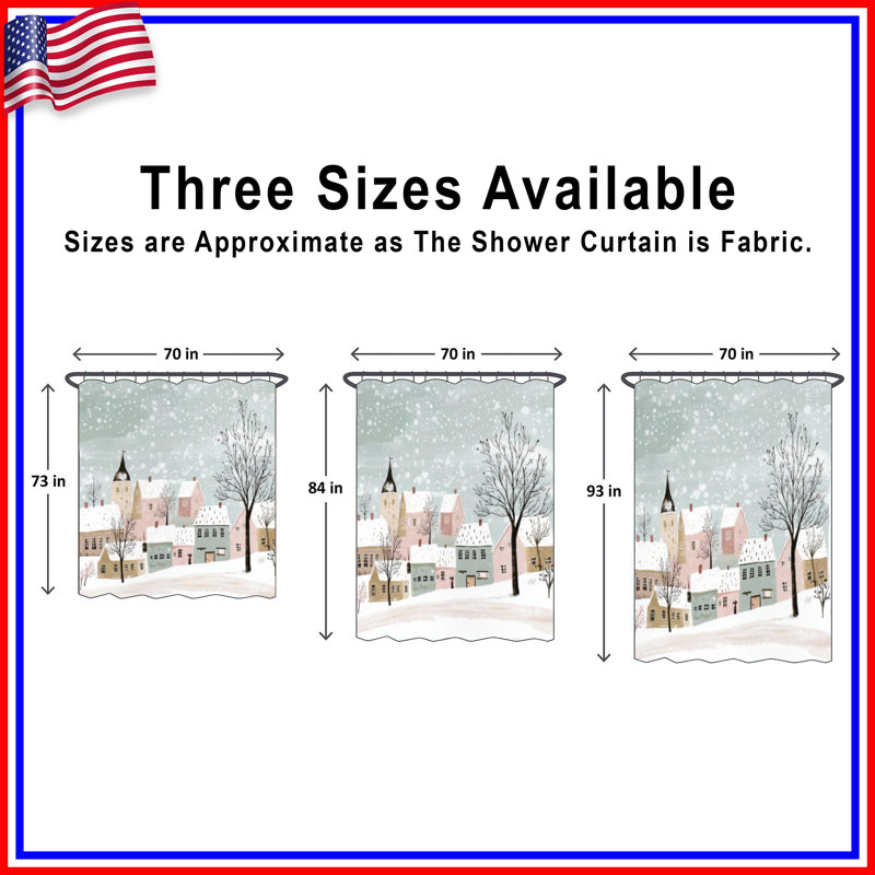 Rideau de douche Winter Village - Scenic Bathroom Decor Cottage, H 85 po x l 71 po