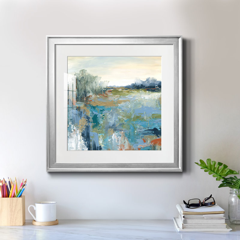 Energetic Earth - peinture encadrée, Papier avec cadre argenté, H 22,5 po x l 22,5 po x P 1,5 po