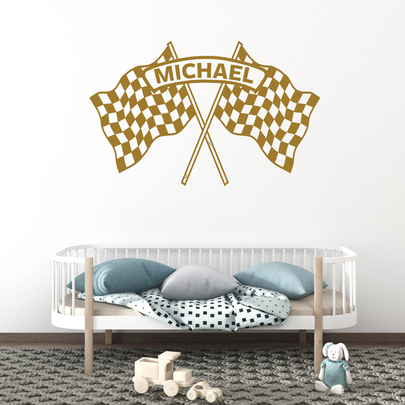 Adhésif décoratif drapeau personnalisé, drapeau à damier, décoration amovible pour chambre à coucher, salle de jeux ou chambre de bébé 688DLU