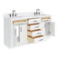 Meuble-lavabo double en bois massif 66 po avec plateau en quartz Carrara de 1,5 po Thornaby-1337078989-1295182543