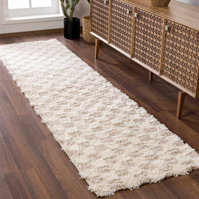Tapis beige à poils longs Atiran
